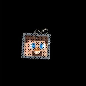 Pixel Art Keychain with Blue Eyes